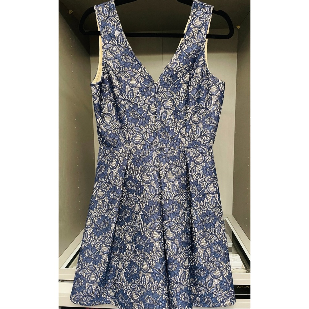 Blue Rain Flower Lace Dress